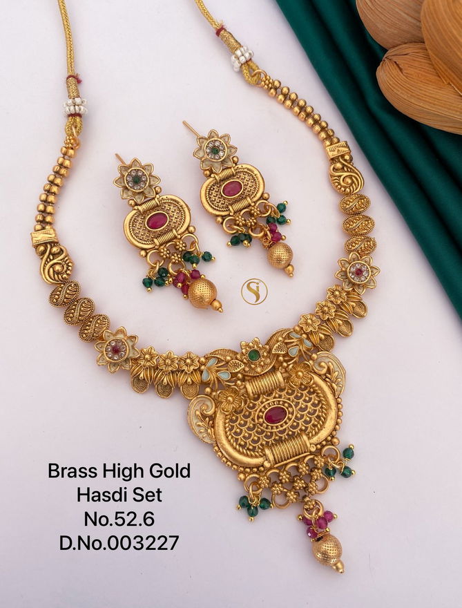 52 BH Matte Brass High Gold Hasadi Set Wholesale Shop In Surat
